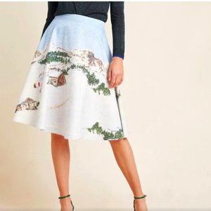 ANTHROPOLOGIE Corey Lynn Calter Winter Wonderland Midi A-Line Skirt (XS)